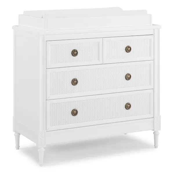 Delta Children Madeline 4 Drawer Dresser with Changing Top and Interlocking Drawers - Greenguard Gold Certified, Bianca White