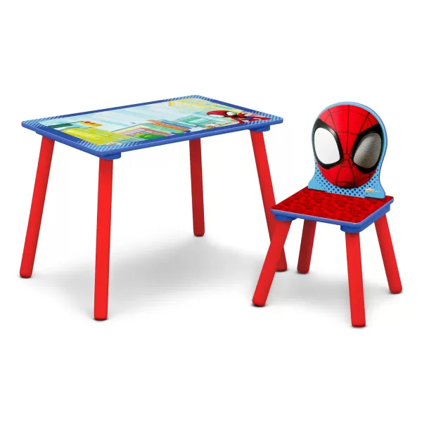 Delta Children - Marvel Spidey and His Amazing Friends 3-Piece Toddler Playroom Set – Includes Table, Chair and Toy Box, Blue/Red