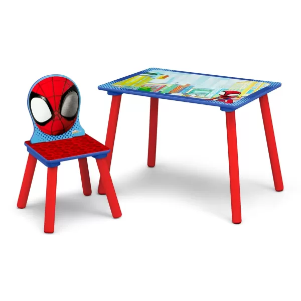 Delta Children - Marvel Spidey and His Amazing Friends 3-Piece Toddler Playroom Set – Includes Table, Chair and Toy Box, Blue/Red