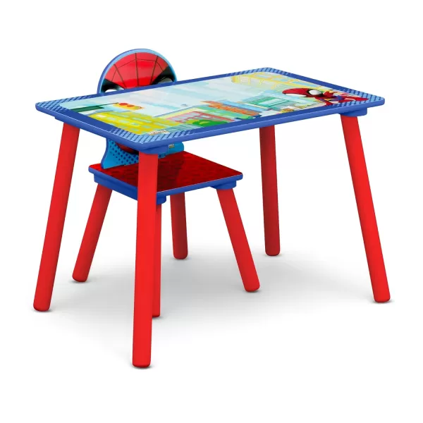 Delta Children - Marvel Spidey and His Amazing Friends 3-Piece Toddler Playroom Set – Includes Table, Chair and Toy Box, Blue/Red