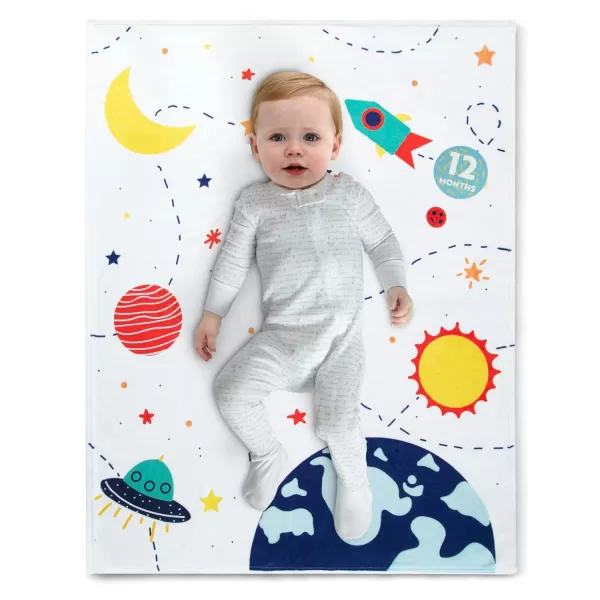 Delta Children Milestone Baby Blanket – Monthly Blanket for Pictures – Photo Blanket for Newborns, Space