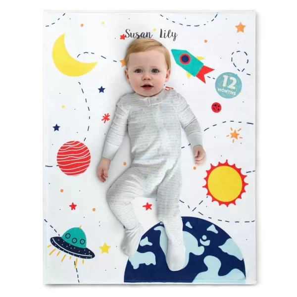 Delta Children Milestone Baby Blanket – Monthly Blanket for Pictures – Photo Blanket for Newborns, Space