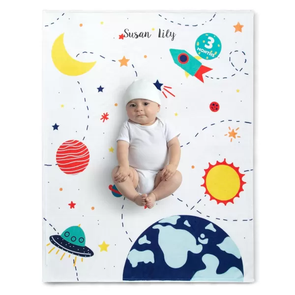 Delta Children Milestone Baby Blanket – Monthly Blanket for Pictures – Photo Blanket for Newborns, Space