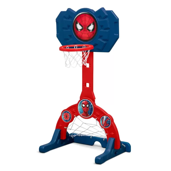 Delta Children - PAW Patrol 4-in-1 Sports Center – Adjustable Easy Score Basketball Hoop, Soccer/Hockey Net and Golf Game, Blue