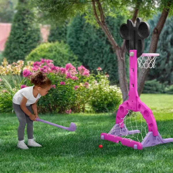 Delta Children - PAW Patrol 4-in-1 Sports Center – Adjustable Easy Score Basketball Hoop, Soccer/Hockey Net and Golf Game, Blue