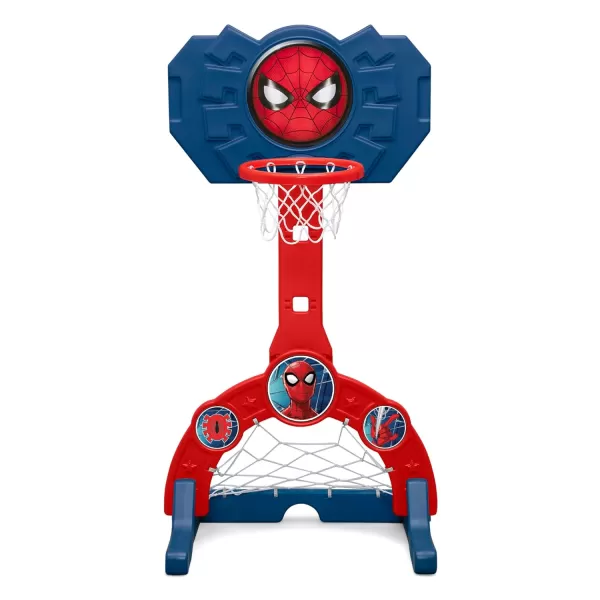 Delta Children - PAW Patrol 4-in-1 Sports Center – Adjustable Easy Score Basketball Hoop, Soccer/Hockey Net and Golf Game, Blue