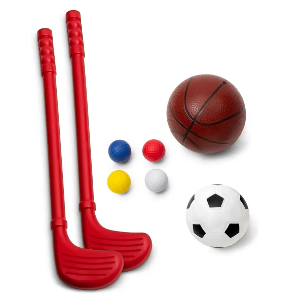 Delta Children - PAW Patrol 4-in-1 Sports Center – Adjustable Easy Score Basketball Hoop, Soccer/Hockey Net and Golf Game, Blue