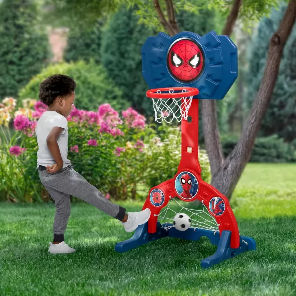 Delta Children - PAW Patrol 4-in-1 Sports Center – Adjustable Easy Score Basketball Hoop, Soccer/Hockey Net and Golf Game, Blue