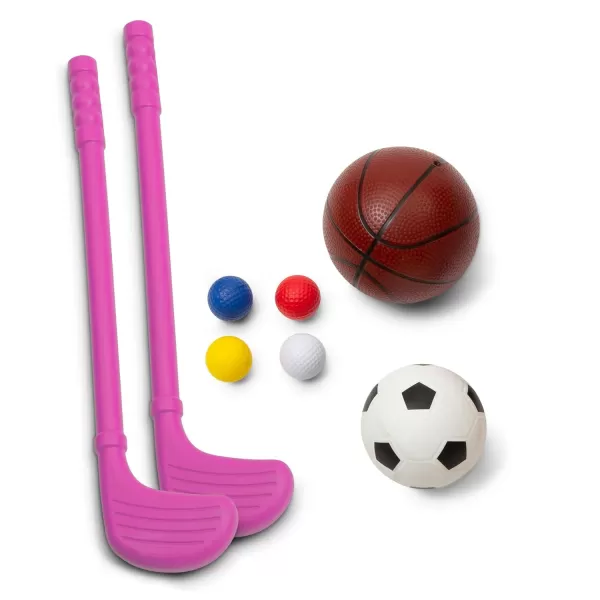 Delta Children - PAW Patrol 4-in-1 Sports Center – Adjustable Easy Score Basketball Hoop, Soccer/Hockey Net and Golf Game, Blue