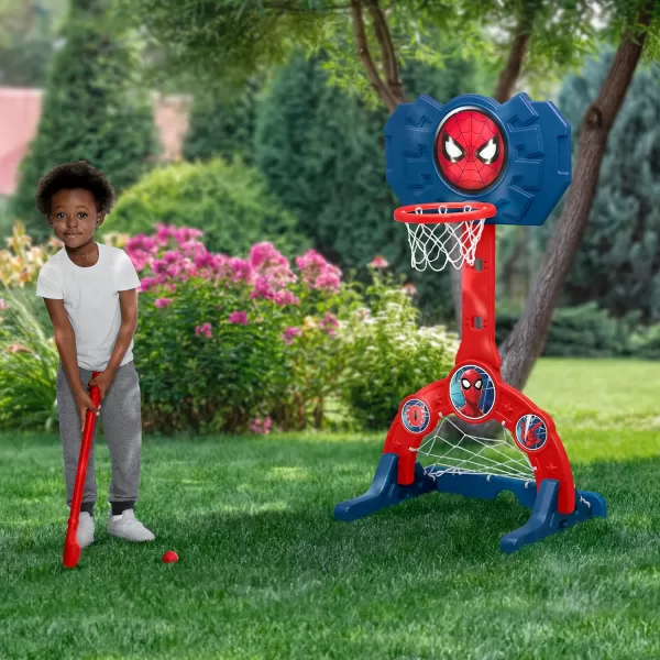 Delta Children - PAW Patrol 4-in-1 Sports Center – Adjustable Easy Score Basketball Hoop, Soccer/Hockey Net and Golf Game, Blue