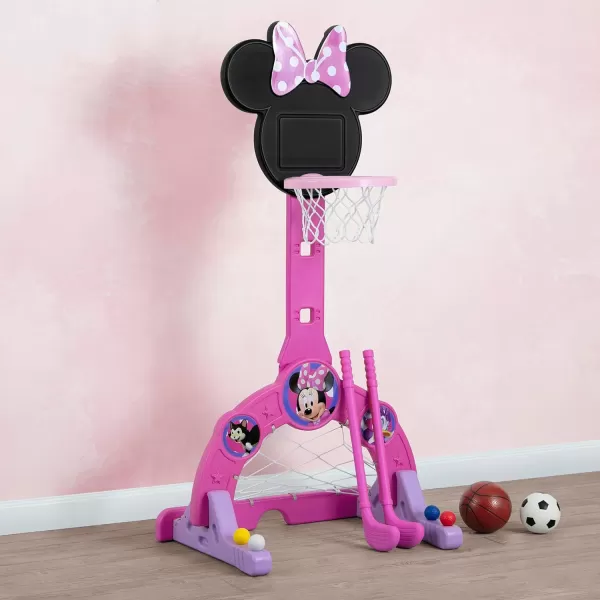 Delta Children - PAW Patrol 4-in-1 Sports Center – Adjustable Easy Score Basketball Hoop, Soccer/Hockey Net and Golf Game, Blue