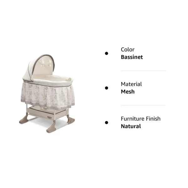 Delta Children Rocking Bedside Bassinet - Portable Crib with Lights Sounds and Vibrations, Play Time Jungle