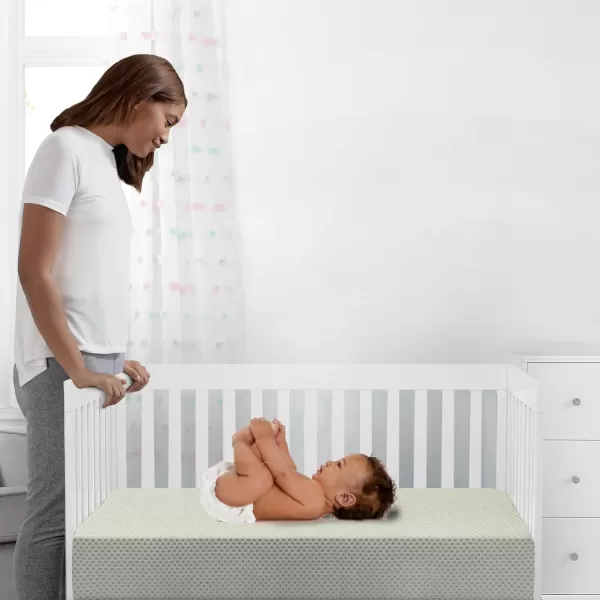 Delta Children Twinkle Stars Breathable 4-inch Mini Crib Mattress with Removable/Machine Washable Cover - GREENGUARD Gold – Waterproof - Sustainably Sourced Core Fiber Core, Pink