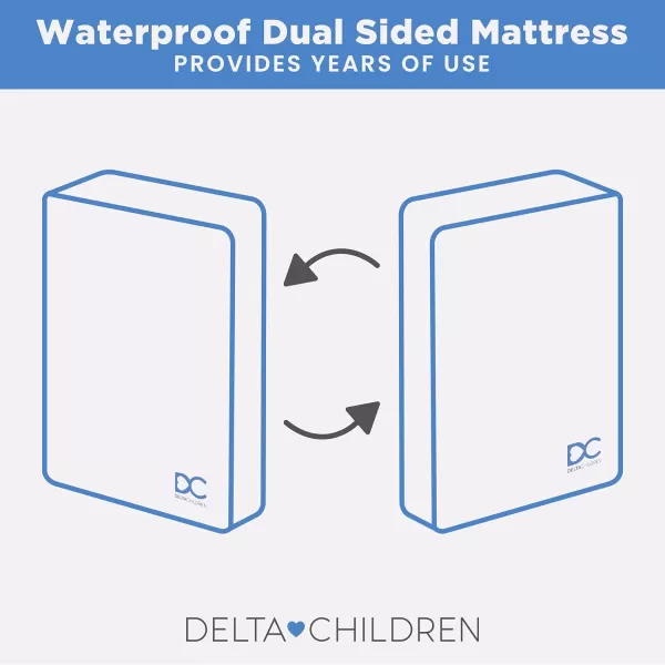 Delta Children Twinkle Stars Breathable 4-inch Mini Crib Mattress with Removable/Machine Washable Cover - GREENGUARD Gold – Waterproof - Sustainably Sourced Core Fiber Core, Pink
