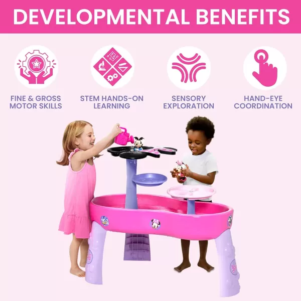 Disney Minnie Mouse Water Table by Delta Children | 3-Tier Water Play Table with 11-Piece Toy Set | Water Sensory Table + Summer Beach Toys for Outside Backyard for Toddlers Ages 2+, Pink