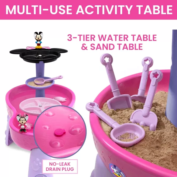 Disney Minnie Mouse Water Table by Delta Children | 3-Tier Water Play Table with 11-Piece Toy Set | Water Sensory Table + Summer Beach Toys for Outside Backyard for Toddlers Ages 2+, Pink
