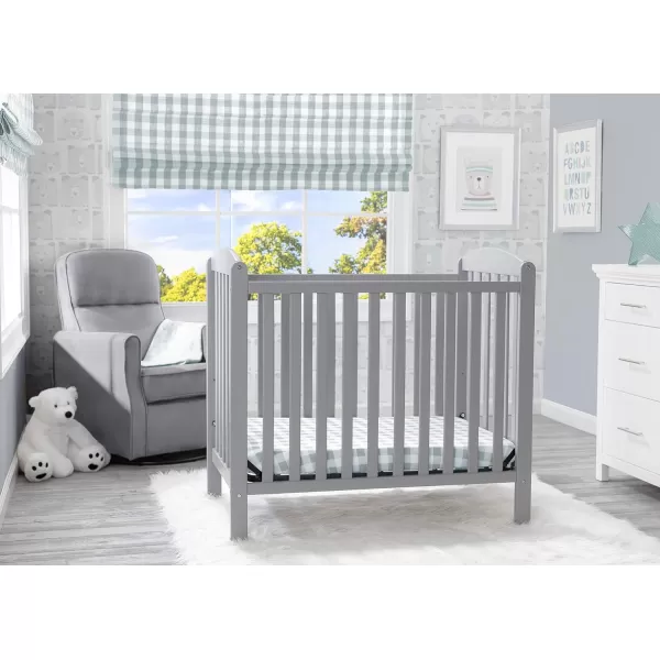 Emery Mini Convertible Baby Crib with 2.75-inch Mattress, Bianca White