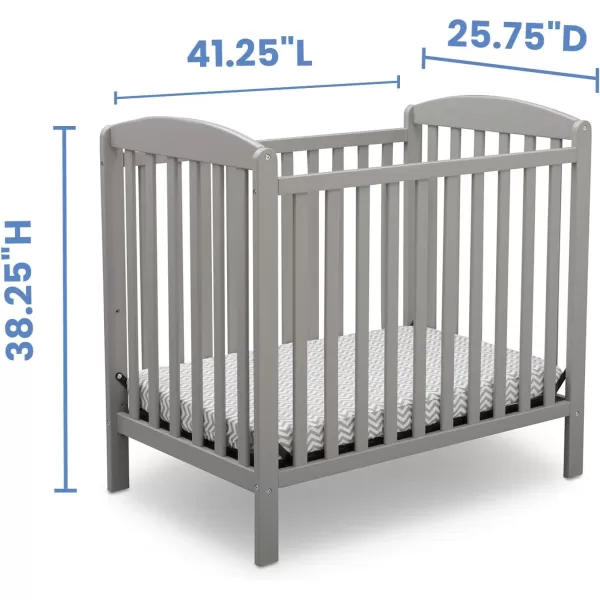 Emery Mini Convertible Baby Crib with 2.75-inch Mattress, Bianca White