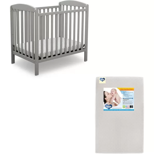 Emery Mini Convertible Baby Crib with 2.75-inch Mattress, Bianca White