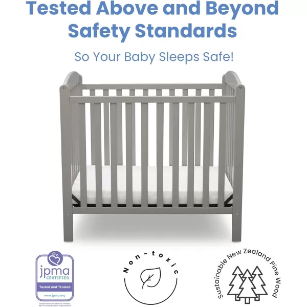 Emery Mini Convertible Baby Crib with 2.75-inch Mattress, Bianca White