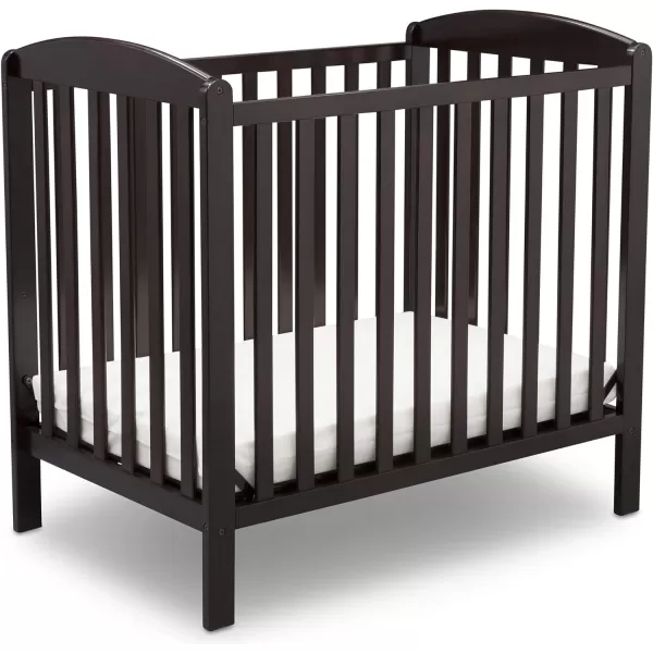 Emery Mini Convertible Baby Crib with 2.75-inch Mattress, Bianca White