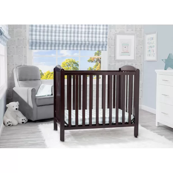 Emery Mini Convertible Baby Crib with 2.75-inch Mattress, Bianca White