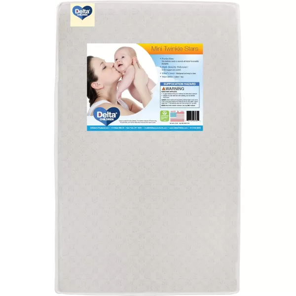 Emery Mini Convertible Baby Crib with 2.75-inch Mattress, Bianca White