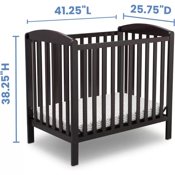 Emery Mini Convertible Baby Crib with 2.75-inch Mattress, Bianca White
