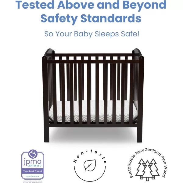 Emery Mini Convertible Baby Crib with 2.75-inch Mattress, Bianca White