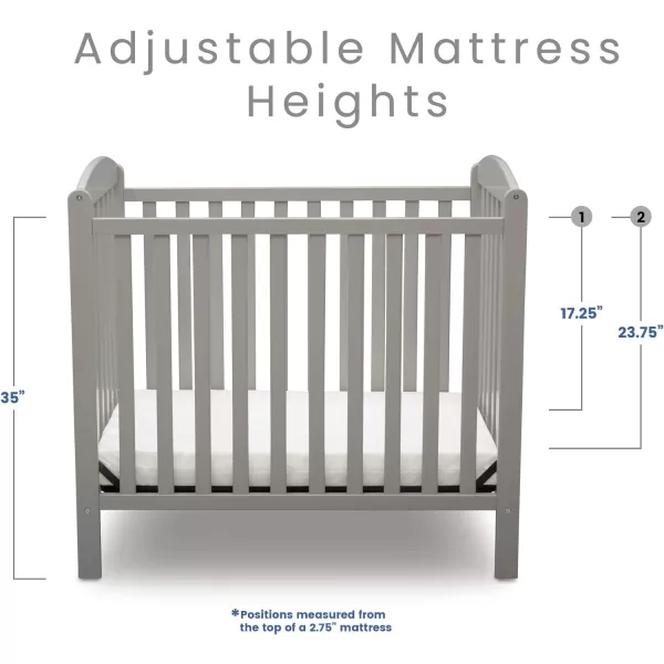 Emery Mini Convertible Baby Crib with 2.75-inch Mattress, Bianca White