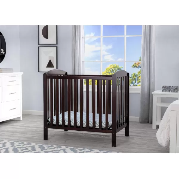 Emery Mini Convertible Baby Crib with 2.75-inch Mattress, Bianca White
