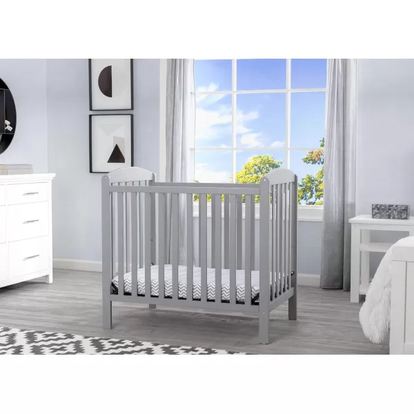 Emery Mini Convertible Baby Crib with 2.75-inch Mattress, Bianca White