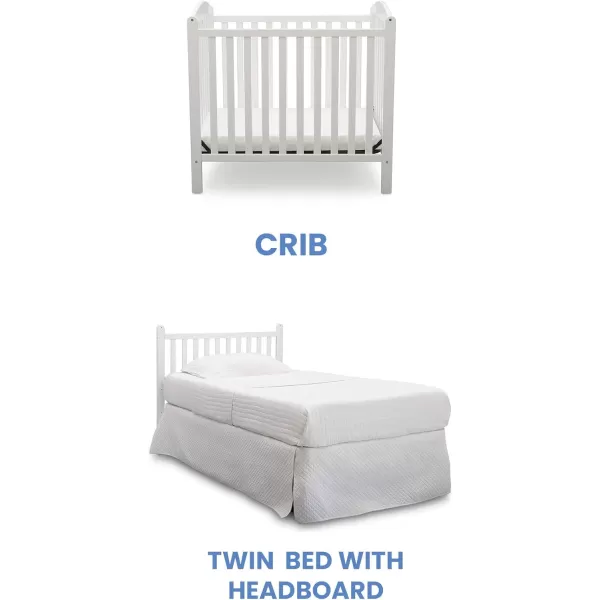 Emery Mini Convertible Baby Crib with 2.75-inch Mattress, Bianca White