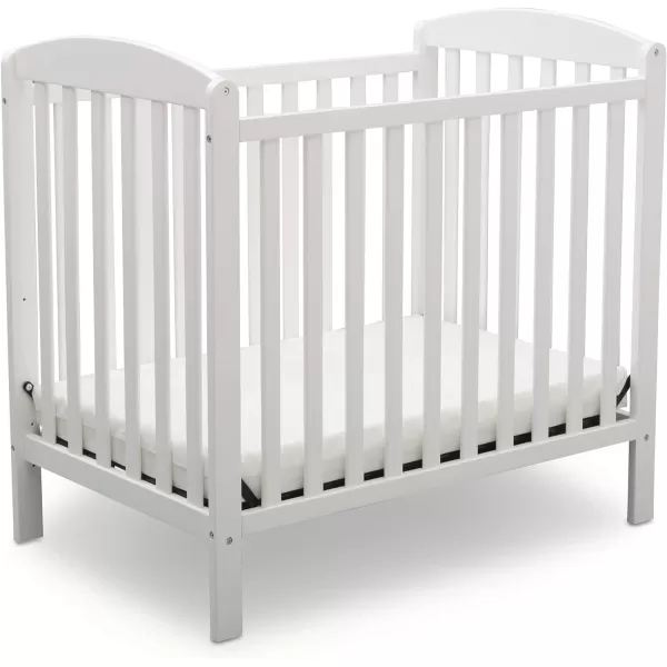 Emery Mini Convertible Baby Crib with 2.75-inch Mattress, Bianca White
