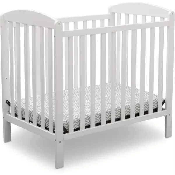 Emery Mini Convertible Baby Crib with 2.75-inch Mattress, Bianca White