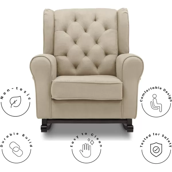 Emma Upholstered Rocking Chair,Wood, Dove Grey