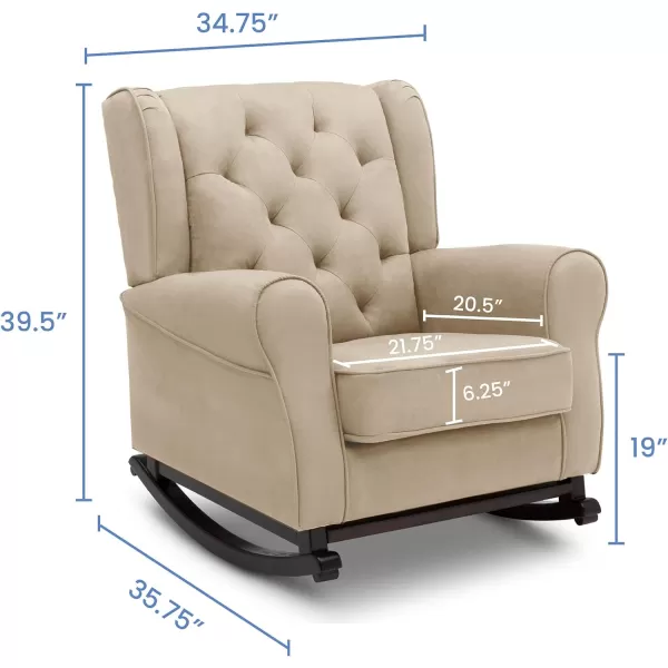 Emma Upholstered Rocking Chair,Wood, Dove Grey