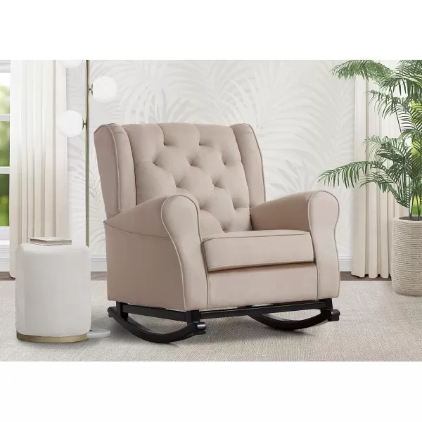 Emma Upholstered Rocking Chair,Wood, Dove Grey