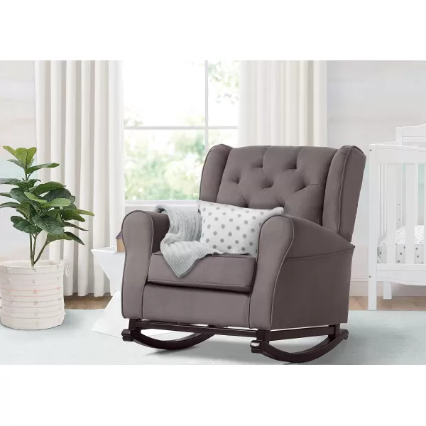 Emma Upholstered Rocking Chair,Wood, Dove Grey