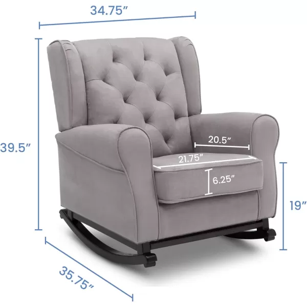 Emma Upholstered Rocking Chair,Wood, Dove Grey