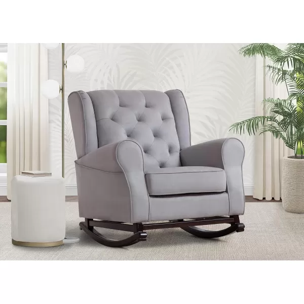 Emma Upholstered Rocking Chair,Wood, Dove Grey