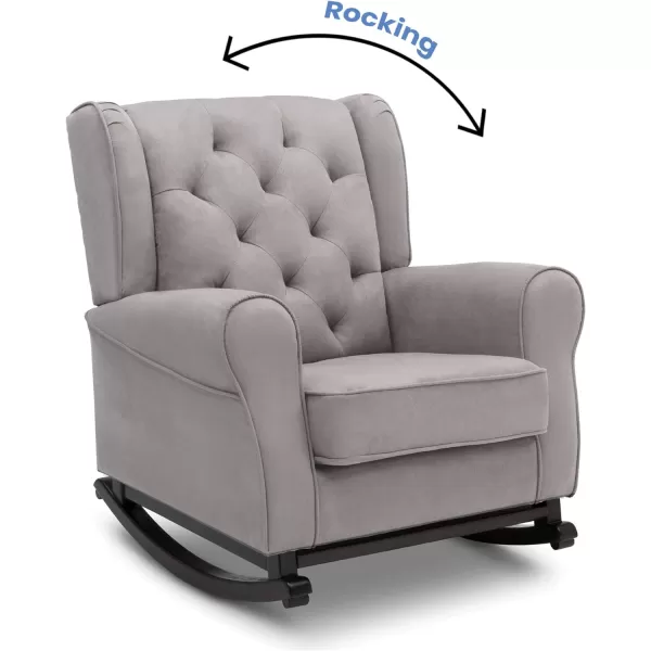 Emma Upholstered Rocking Chair,Wood, Dove Grey