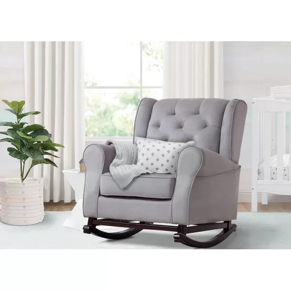 Emma Upholstered Rocking Chair,Wood, Dove Grey