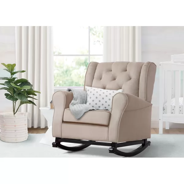 Emma Upholstered Rocking Chair,Wood, Dove Grey