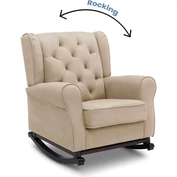 Emma Upholstered Rocking Chair,Wood, Dove Grey