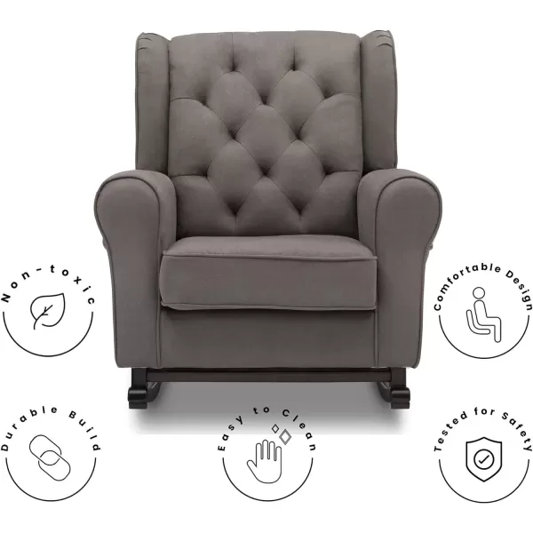 Emma Upholstered Rocking Chair,Wood, Dove Grey