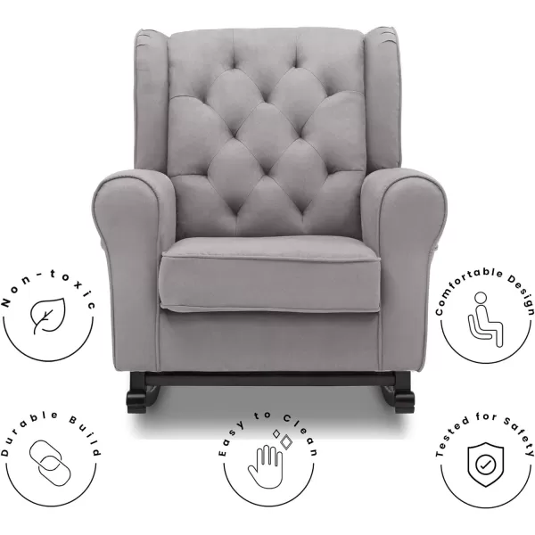 Emma Upholstered Rocking Chair,Wood, Dove Grey