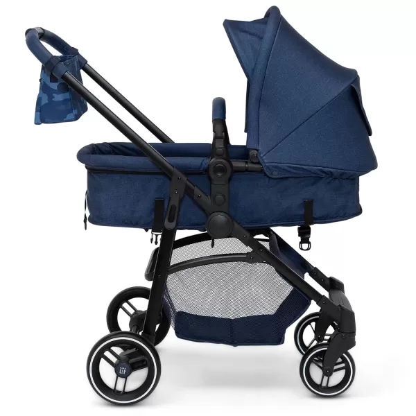 GAP babyGap 2-in-1 Carriage Stroller - Car Seat Compatible - Easy One-Handed Fold - Lightweight Stoller with Oversized Canopy &amp; Reclining Seat - Made with Sustainable Materials, Black Camo