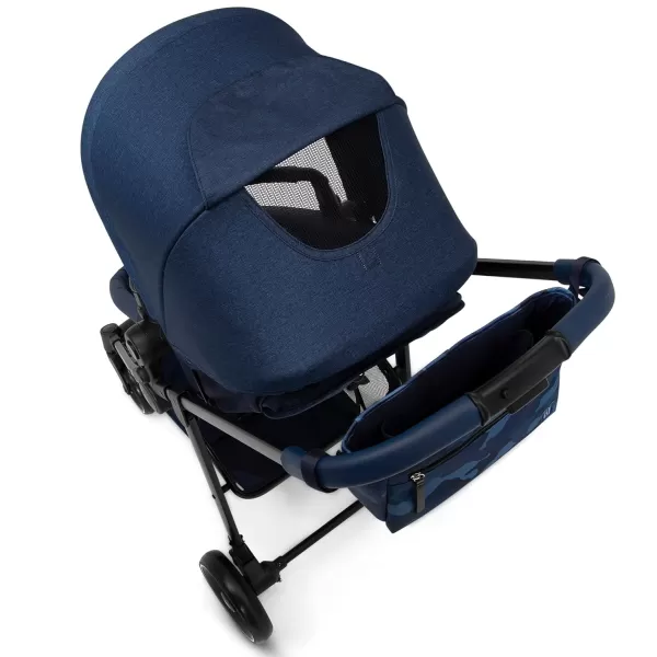 GAP babyGap 2-in-1 Carriage Stroller - Car Seat Compatible - Easy One-Handed Fold - Lightweight Stoller with Oversized Canopy &amp; Reclining Seat - Made with Sustainable Materials, Black Camo