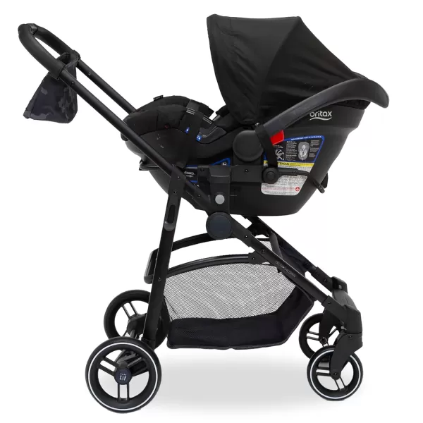 GAP babyGap 2-in-1 Carriage Stroller - Car Seat Compatible - Easy One-Handed Fold - Lightweight Stoller with Oversized Canopy &amp; Reclining Seat - Made with Sustainable Materials, Black Camo